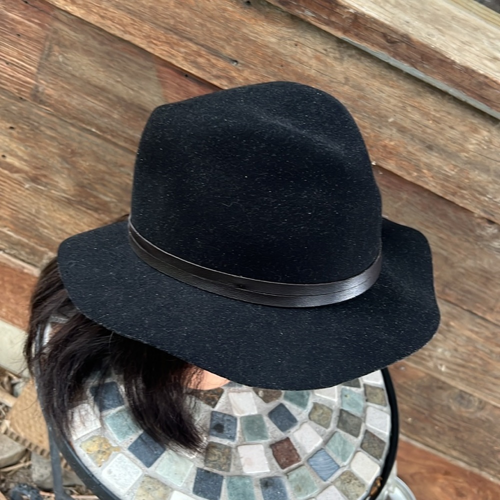 Bailey of Hollywood hat leather strap black felt poet - Picture 2 of 7
